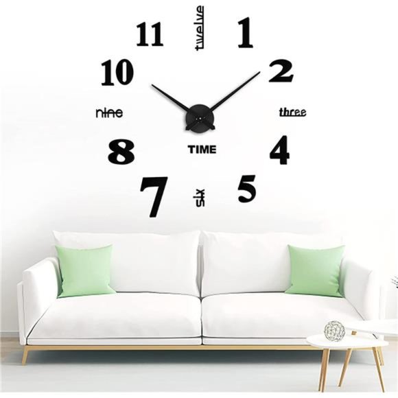 Wall Decor Frameless Diy Wall Clock 3 In 1 Large 3d Frameless Wall